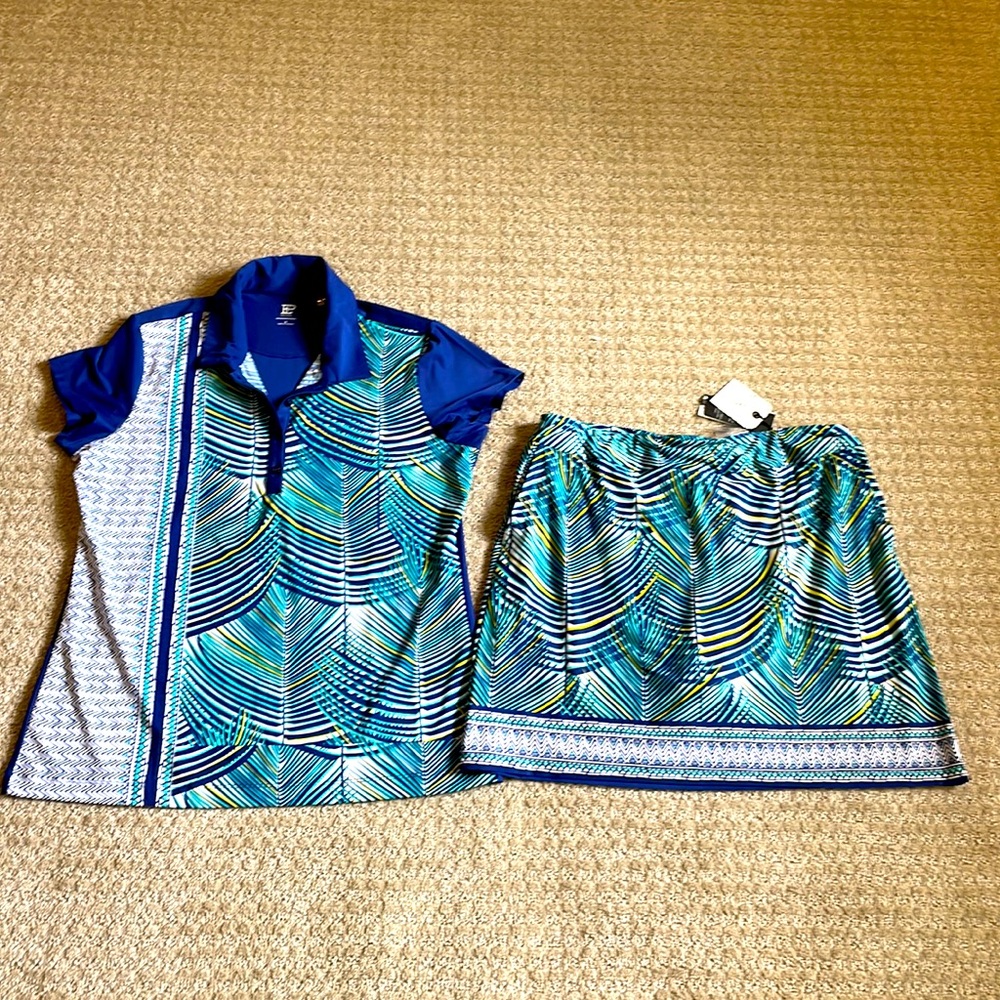 EP New York Golf Tropical Palm Print Polo and Skort Set